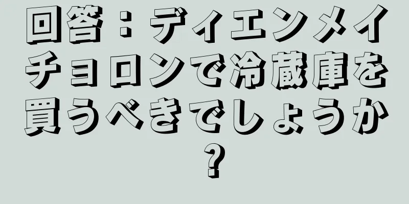 回答：ディエンメイチョロンで冷蔵庫を買うべきでしょうか？